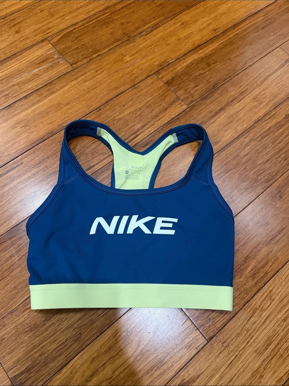 Nike Blue and Lime Green Dri-FIT Sports Bra